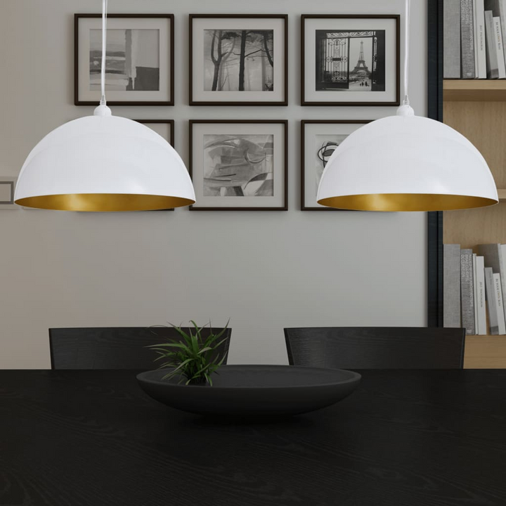 Modern White Ceiling Lamp 2 pcs | Height-Adjustable, Semi-spherical Design | High Quality Metal, E27 Bulb Compatible - Premium  from Home Treasures - Just £67.99! Shop now at Home Treasures