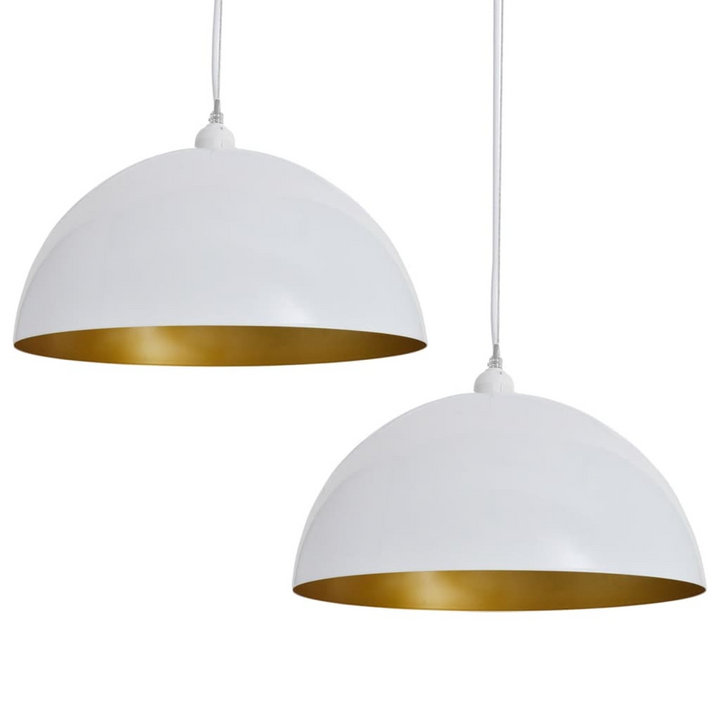 Modern White Ceiling Lamp 2 pcs | Height-Adjustable, Semi-spherical Design | High Quality Metal, E27 Bulb Compatible - Premium  from Home Treasures - Just £67.99! Shop now at Home Treasures