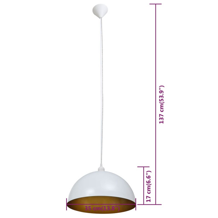 Modern White Ceiling Lamp 2 pcs | Height-Adjustable, Semi-spherical Design | High Quality Metal, E27 Bulb Compatible - Premium  from Home Treasures - Just £67.99! Shop now at Home Treasures