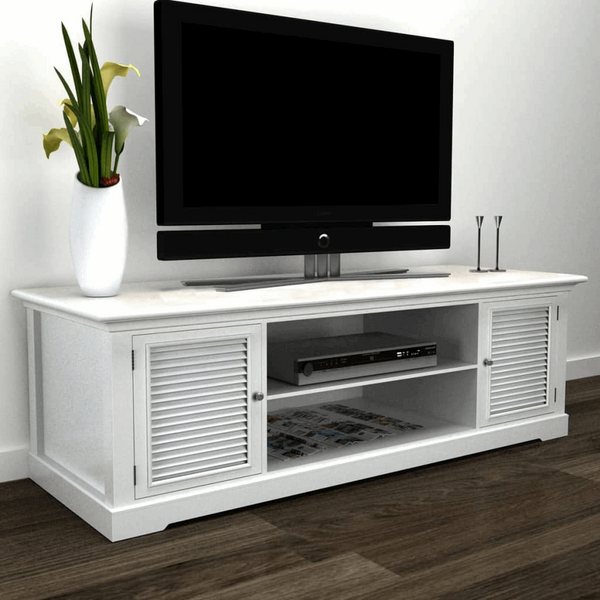 Antique White TV Stand - Elegant Wooden Console (121 x 30 x 41.7 cm) - Perfect for Home Entertainment Setup - Premium  from Home Treasures - Just £209.99! Shop now at Home Treasures