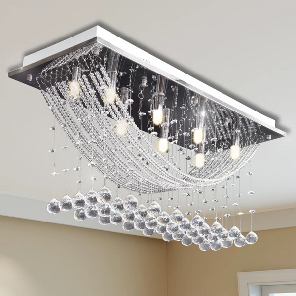 Elegant Glittering Glass Crystal Beads Ceiling Light - White, Lustrous Modern Design - Premium  from Home Treasures - Just £165.99! Shop now at Home Treasures