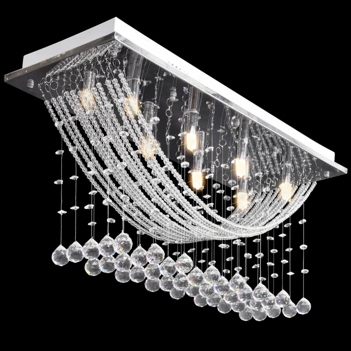 Elegant Glittering Glass Crystal Beads Ceiling Light - White, Lustrous Modern Design - Premium  from Home Treasures - Just £165.99! Shop now at Home Treasures