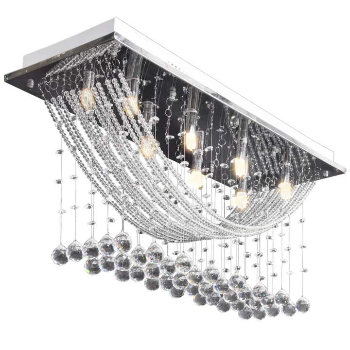 Elegant Glittering Glass Crystal Beads Ceiling Light - White, Lustrous Modern Design - Premium  from Home Treasures - Just £165.99! Shop now at Home Treasures