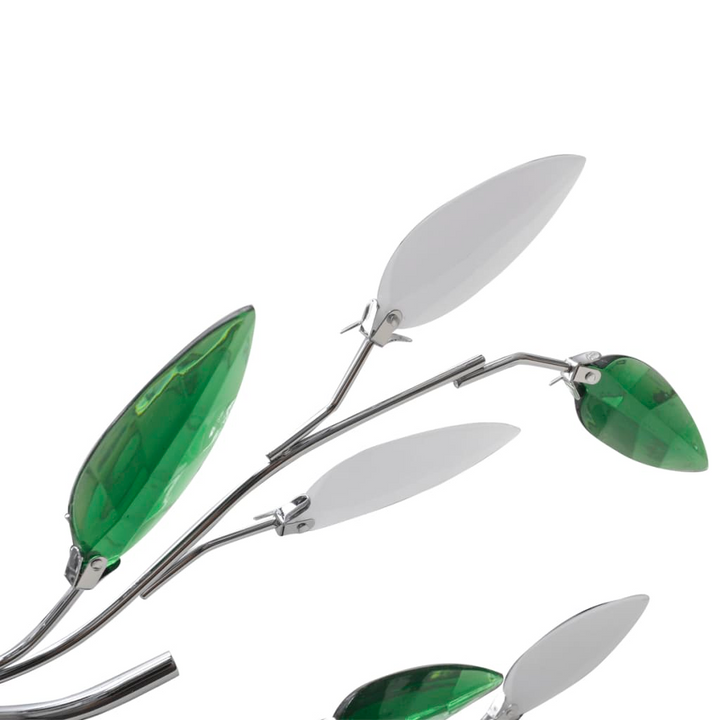 Elegant Acrylic Crystal Leaf Ceiling Lamp, Green & White - Modern Chrome Finish - Premium  from Home Treasures - Just £49.99! Shop now at Home Treasures