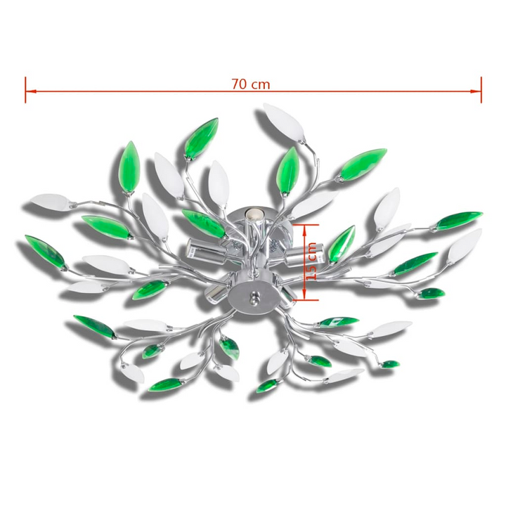 Elegant Acrylic Crystal Leaf Ceiling Lamp, Green & White - Modern Chrome Finish - Premium  from Home Treasures - Just £49.99! Shop now at Home Treasures