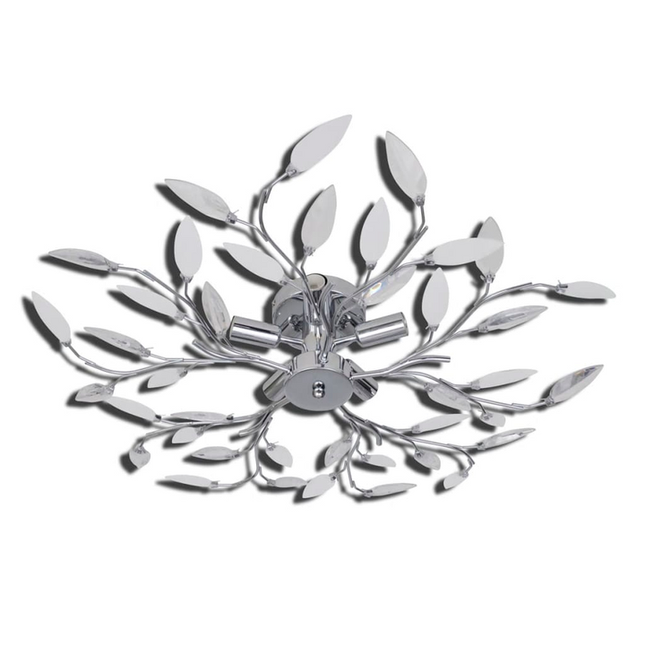 Elegant Acrylic Crystal Leaf Ceiling Light - Transparent & White, Chrome Finish - Ideal for Living Room & Bedroom - Premium  from Home Treasures - Just £56.99! Shop now at Home Treasures