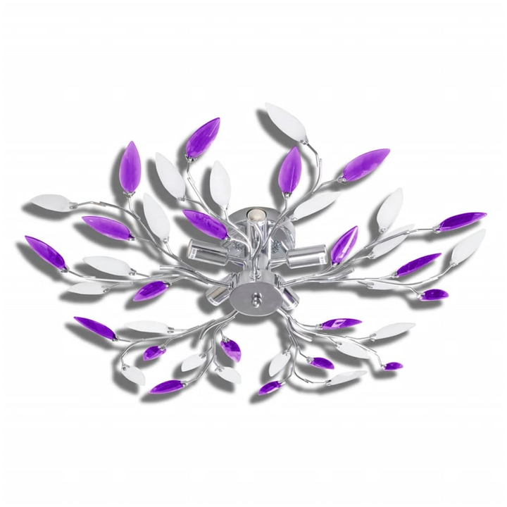 Elegant Acrylic Crystal Leaf Armed Ceiling Light - Purple & White | Contemporary Design, Perfect for Living Rooms & Bedrooms - Premium  from Home Treasures - Just £47.99! Shop now at Home Treasures