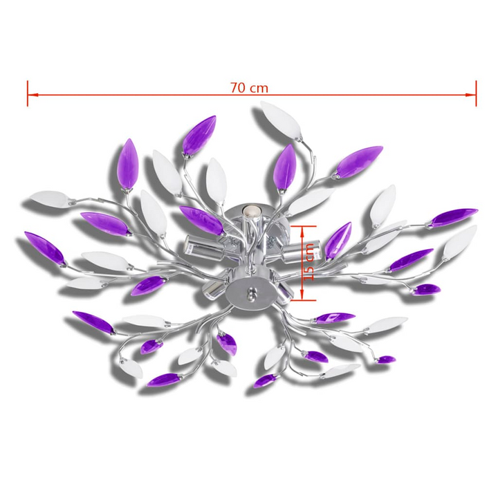 Elegant Acrylic Crystal Leaf Armed Ceiling Light - Purple & White | Contemporary Design, Perfect for Living Rooms & Bedrooms - Premium  from Home Treasures - Just £47.99! Shop now at Home Treasures