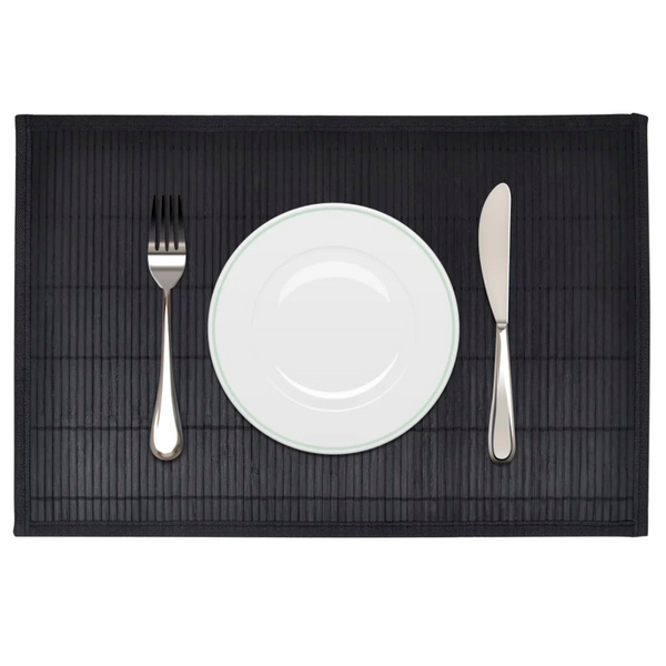 Set of 6 Black Bamboo Placemats - 30 x 45 cm - Premium Quality, Non-Slip, Easy to Clean - Premium  from Home Treasures - Just £21.99! Shop now at Home Treasures