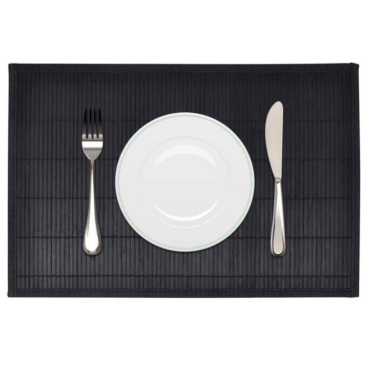 Set of 6 Black Bamboo Placemats - 30 x 45 cm - Premium Quality, Non-Slip, Easy to Clean - Premium  from Home Treasures - Just £17.99! Shop now at Home Treasures