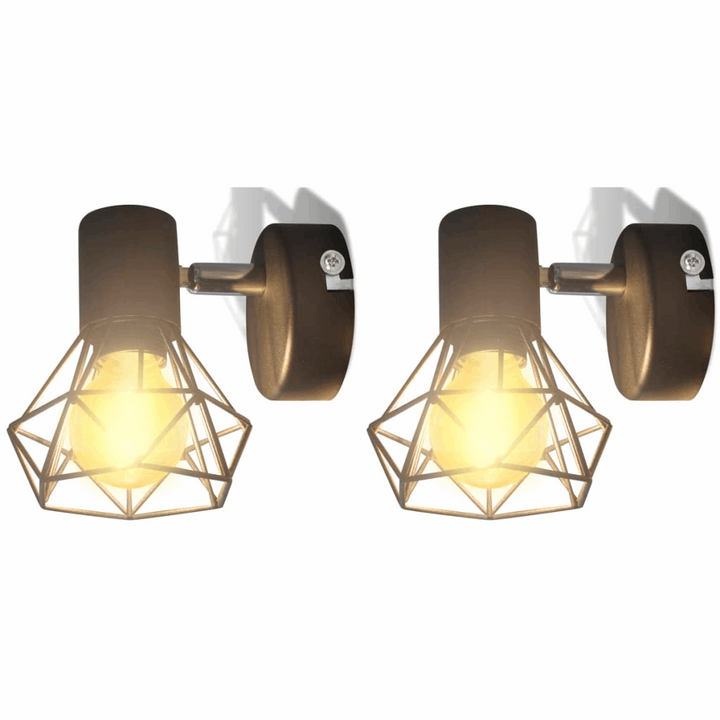 Industrial Style Wire Frame LED Light in Black, Set of 2 - Modern Wall Sconce Lights with Adjustable Heads and Warm White Light - Premium  from Home Treasures - Just £26.99! Shop now at Home Treasures