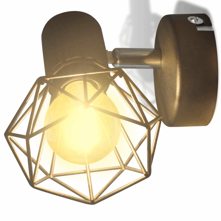 Industrial Style Wire Frame LED Light in Black, Set of 2 - Modern Wall Sconce Lights with Adjustable Heads and Warm White Light - Premium  from Home Treasures - Just £26.99! Shop now at Home Treasures