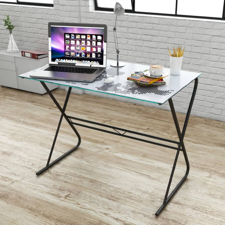 Stylish Glass Desk with World Map Pattern - 80x50x75cm | Modern Home Office Furniture - Premium  from Home Treasures - Just £61.99! Shop now at Home Treasures