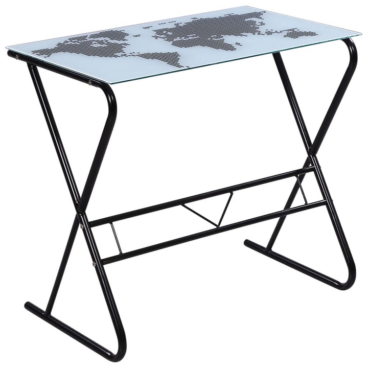 Stylish Glass Desk with World Map Pattern - 80x50x75cm | Modern Home Office Furniture - Premium  from Home Treasures - Just £61.99! Shop now at Home Treasures