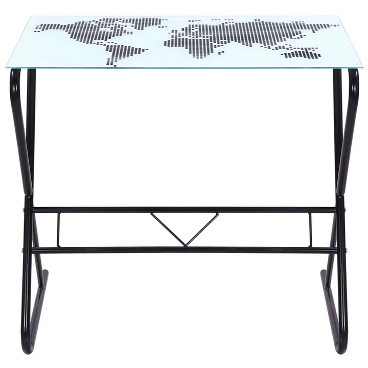 Stylish Glass Desk with World Map Pattern - 80x50x75cm | Modern Home Office Furniture - Premium  from Home Treasures - Just £61.99! Shop now at Home Treasures