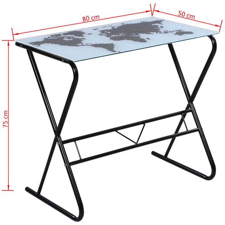 Stylish Glass Desk with World Map Pattern - 80x50x75cm | Modern Home Office Furniture - Premium  from Home Treasures - Just £61.99! Shop now at Home Treasures