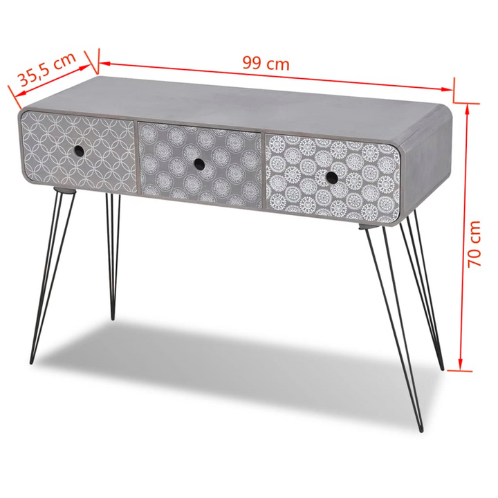 Elegant Grey Console Table with 3 Drawers - Stylish & Functional for Hallway, Living Room, or Lounge (99 x 35.5 x 70 cm) - Premium  from Home Treasures - Just £128.99! Shop now at Home Treasures