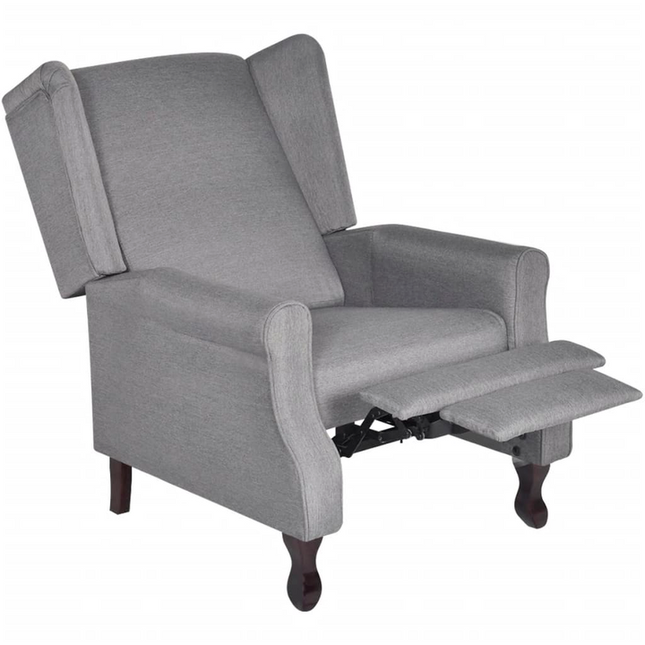 Elegant Reclining Armchair in Grey - Comfortable & Adjustable with Sturdy Wooden Legs - Premium  from Home Treasures - Just £250.99! Shop now at Home Treasures