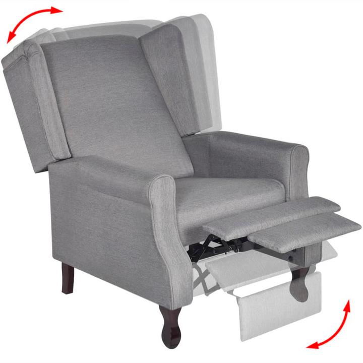 Elegant Reclining Armchair in Grey - Comfortable & Adjustable with Sturdy Wooden Legs - Premium  from Home Treasures - Just £250.99! Shop now at Home Treasures