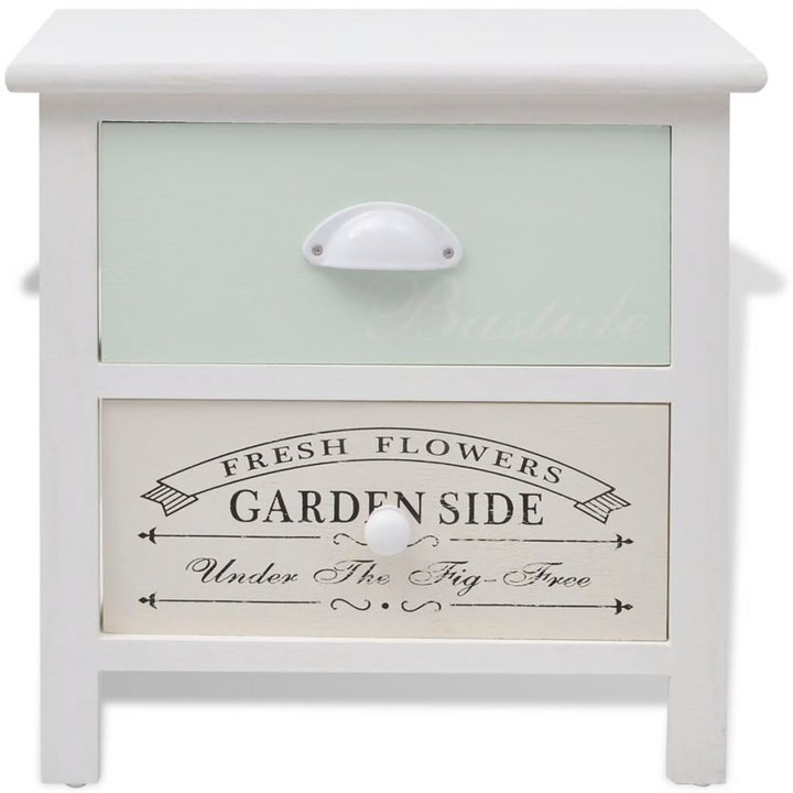 Charming French Bedside Cabinets, Set of 2 in White – Rustic Style Nightstands with Dual Drawers - Premium  from Home Treasures - Just £83.99! Shop now at Home Treasures