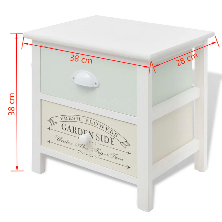 Charming French Bedside Cabinets, Set of 2 in White – Rustic Style Nightstands with Dual Drawers - Premium  from Home Treasures - Just £83.99! Shop now at Home Treasures