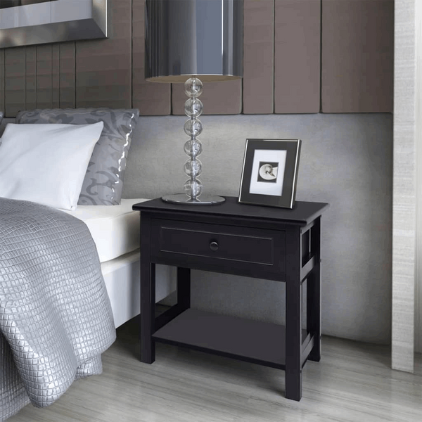 Elegant Black Bedside Cabinets, Set of 2 - Compact & Durable Nightstands with Drawer and Shelf | 40 x 29 x 42 cm - Premium  from Home Treasures - Just £76.99! Shop now at Home Treasures