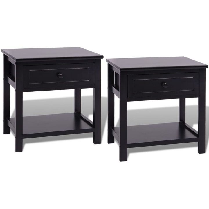 Elegant Black Bedside Cabinets, Set of 2 - Compact & Durable Nightstands with Drawer and Shelf | 40 x 29 x 42 cm - Premium  from Home Treasures - Just £76.99! Shop now at Home Treasures