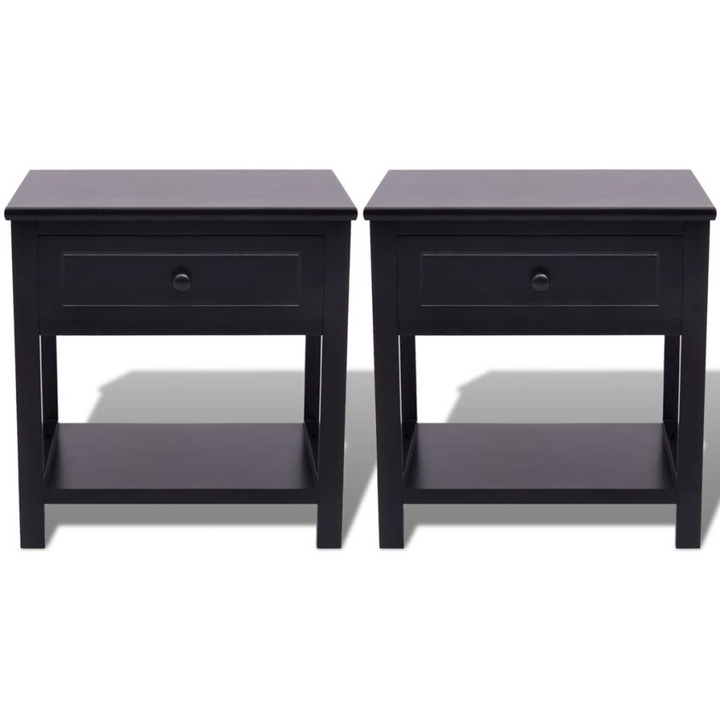 Elegant Black Bedside Cabinets, Set of 2 - Compact & Durable Nightstands with Drawer and Shelf | 40 x 29 x 42 cm - Premium  from Home Treasures - Just £76.99! Shop now at Home Treasures