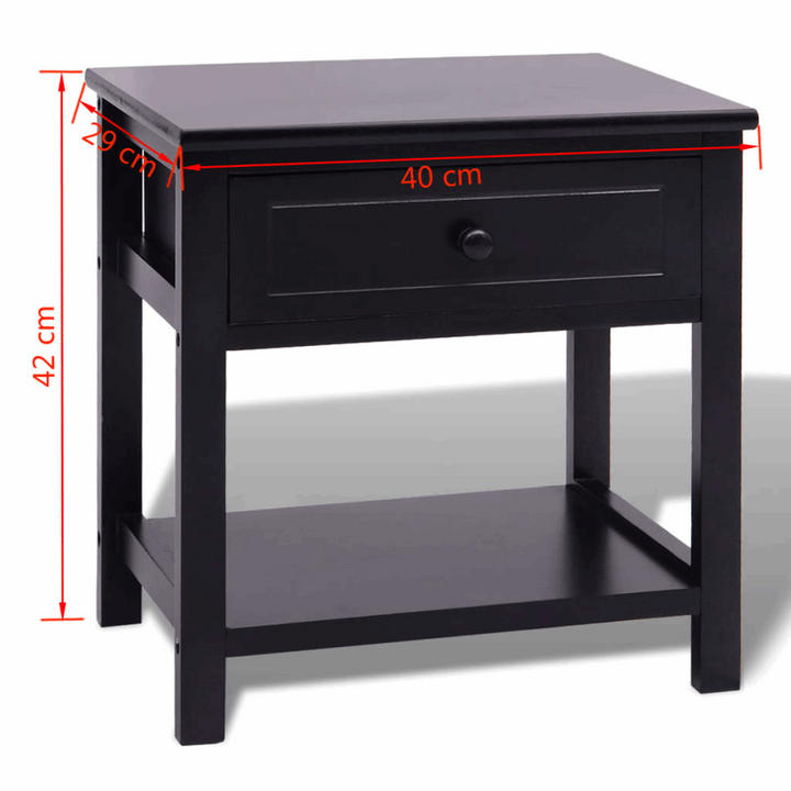 Elegant Black Bedside Cabinets, Set of 2 - Compact & Durable Nightstands with Drawer and Shelf | 40 x 29 x 42 cm - Premium  from Home Treasures - Just £76.99! Shop now at Home Treasures