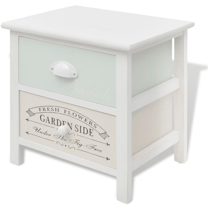 Elegant French Bedside Cabinet in White - Rustic Charm with Ample Storage - Premium  from Home Treasures - Just £55.99! Shop now at Home Treasures