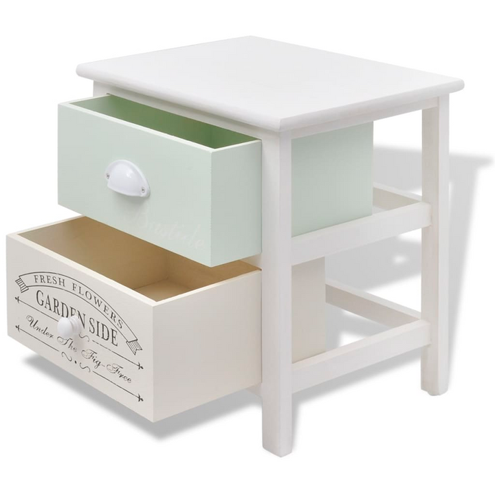 Elegant French Bedside Cabinet in White - Rustic Charm with Ample Storage - Premium  from Home Treasures - Just £54.99! Shop now at Home Treasures