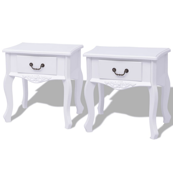 White Bedside Cabinets - Set of 2, 43 x 33 x 45.5 cm | Stylish Nightstands with Drawer for Bedroom & Living Room - Premium  from Home Treasures - Just £153.99! Shop now at Home Treasures