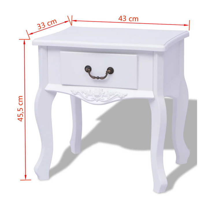 White Bedside Cabinets - Set of 2, 43 x 33 x 45.5 cm | Stylish Nightstands with Drawer for Bedroom & Living Room - Premium  from Home Treasures - Just £153.99! Shop now at Home Treasures