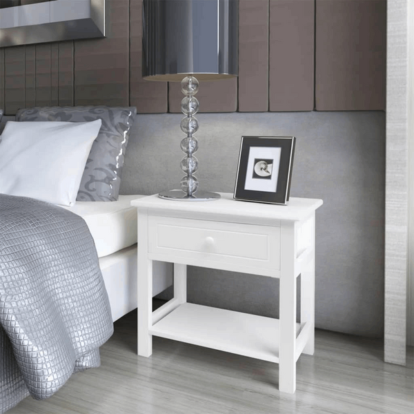 Elegant Bedside Cabinets Set of 2 in White - Stylish Nightstands with Drawer & Shelf 40 x 29 x 42cm - Premium  from Home Treasures - Just £88.99! Shop now at Home Treasures