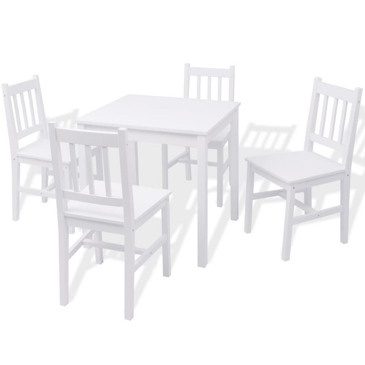 Five Piece Pinewood Dining Set - White - High-Quality & Timeless Design - Premium  from Home Treasures - Just £230.99! Shop now at Home Treasures