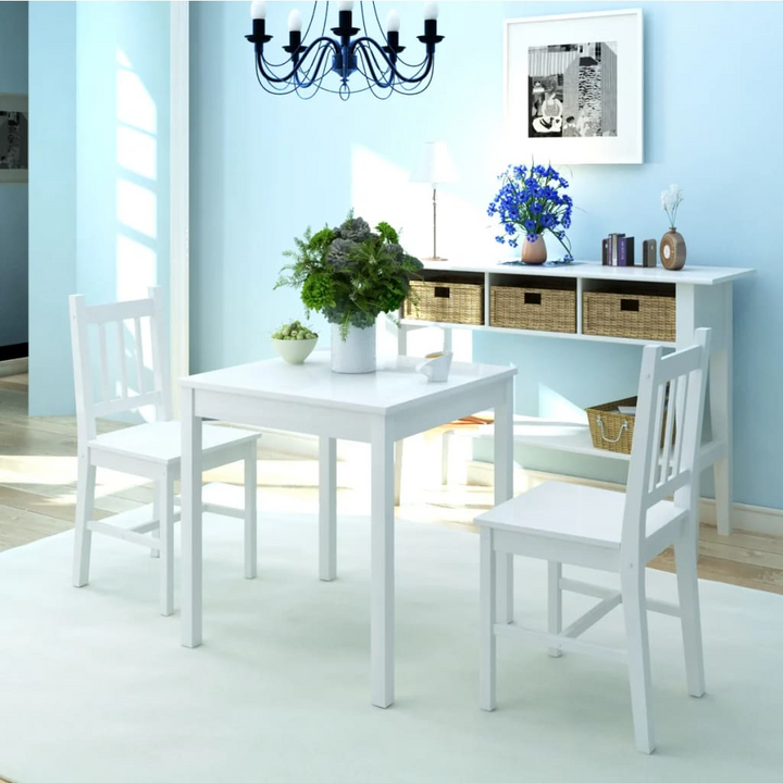 Elegant Three Piece Pinewood Dining Set in White – Compact, Durable & Stylish | Perfect for Small Spaces - Premium  from Home Treasures - Just £219.99! Shop now at Home Treasures