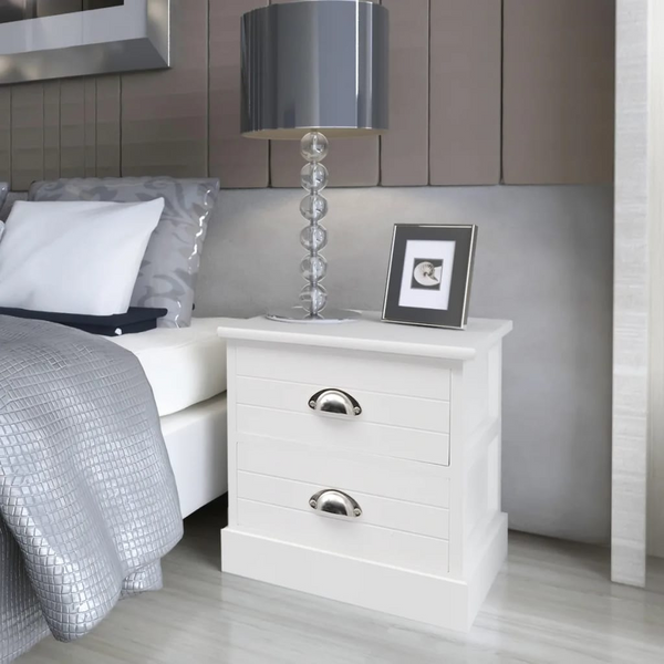 Set of 2 French Bedside Cabinets in White - Elegant & Stylish Nightstands with Drawers - Premium  from Home Treasures - Just £72.99! Shop now at Home Treasures