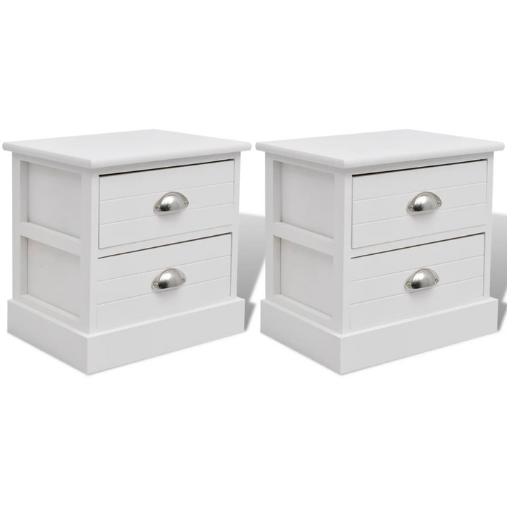 Set of 2 French Bedside Cabinets in White - Elegant & Stylish Nightstands with Drawers - Premium  from Home Treasures - Just £72.99! Shop now at Home Treasures