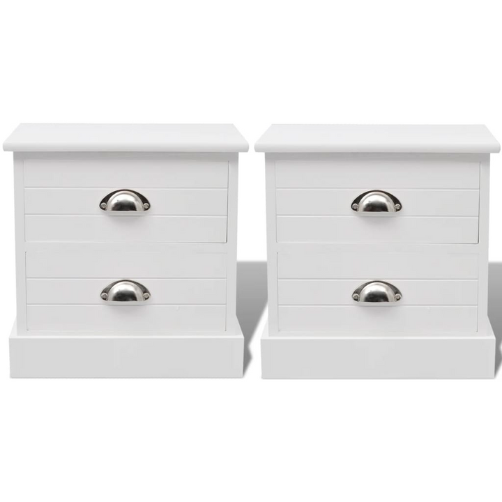 Set of 2 French Bedside Cabinets in White - Elegant & Stylish Nightstands with Drawers - Premium  from Home Treasures - Just £72.99! Shop now at Home Treasures