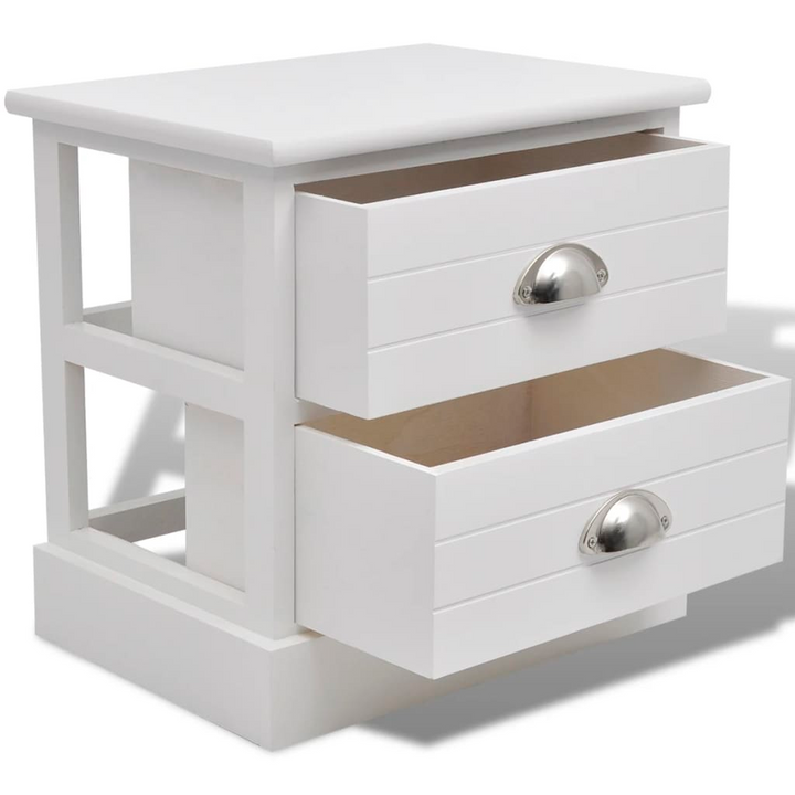 Set of 2 French Bedside Cabinets in White - Elegant & Stylish Nightstands with Drawers - Premium  from Home Treasures - Just £72.99! Shop now at Home Treasures