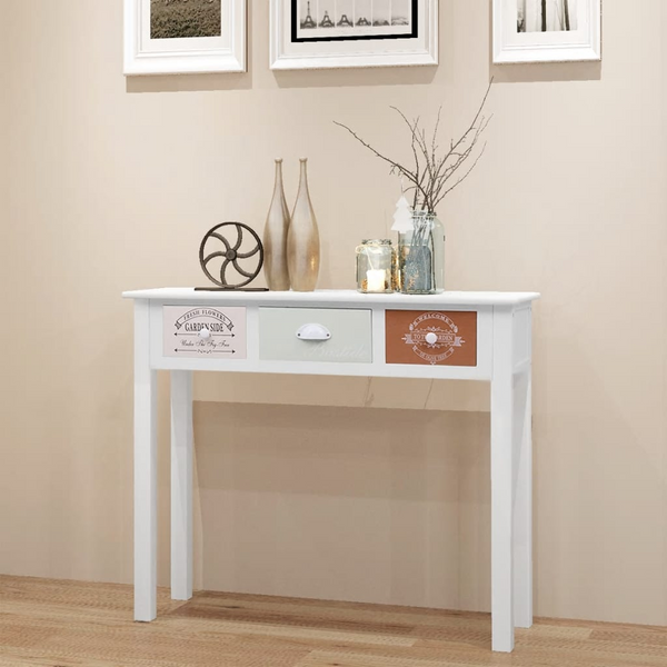 Elegant French Console Table in White 90 x 30 x 77cm with Versatile Storage Drawers - Classic French Country Style - Premium  from Home Treasures - Just £127.99! Shop now at Home Treasures