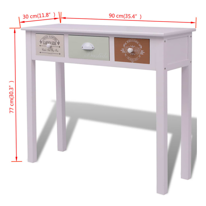 Elegant French Console Table in White 90 x 30 x 77cm with Versatile Storage Drawers - Classic French Country Style - Premium  from Home Treasures - Just £127.99! Shop now at Home Treasures