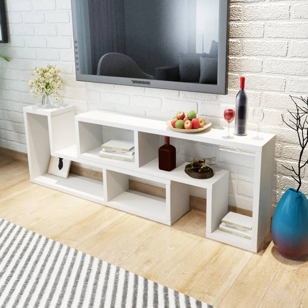 Modern Double L-Shaped TV Cabinet in White - Multifunctional Design, 120 x 30 x 56.4/28 cm - Premium  from Home Treasures - Just £133.99! Shop now at Home Treasures