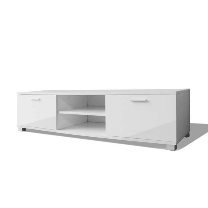 Modern High Gloss TV Cabinet in White - Sleek White Entertainment Center (140 x 40.5 x 35cm) - Premium  from Home Treasures - Just £117.99! Shop now at Home Treasures