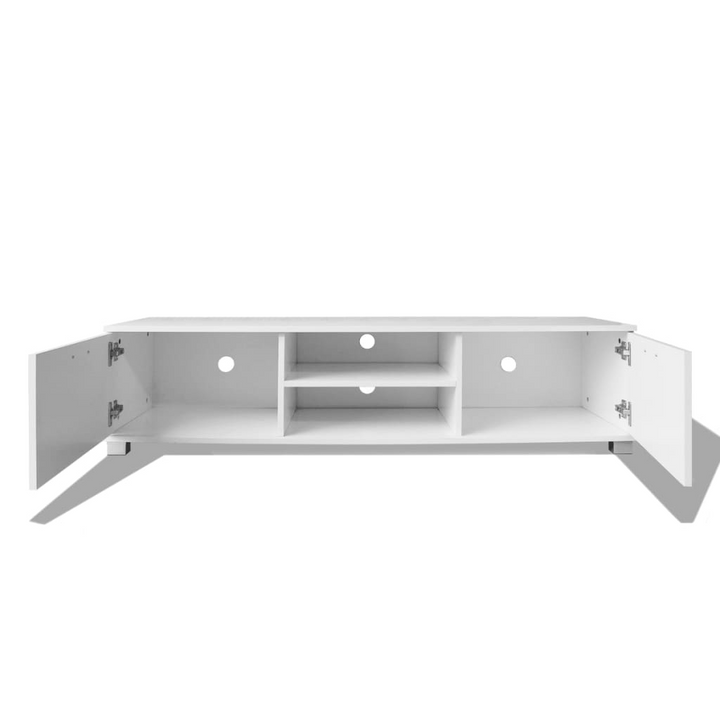 Modern High Gloss TV Cabinet in White - Sleek White Entertainment Center (140 x 40.5 x 35cm) - Premium  from Home Treasures - Just £117.99! Shop now at Home Treasures