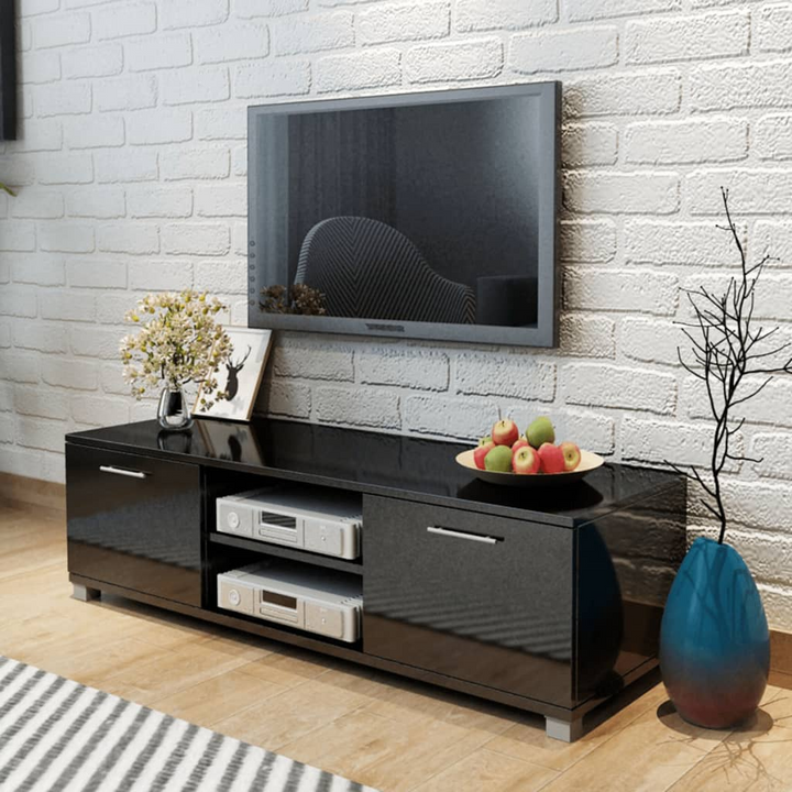 Stylish High Gloss Black TV Cabinet - Contemporary Design, 120 x 40.3 x 34.7cm - Premium  from Home Treasures - Just £124.99! Shop now at Home Treasures