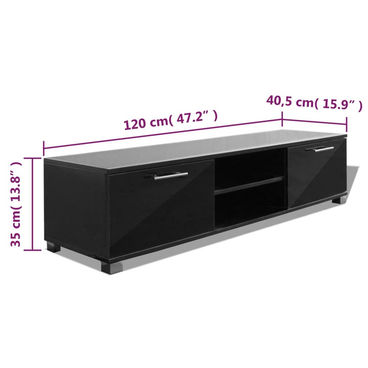 Stylish High Gloss Black TV Cabinet - Contemporary Design, 120 x 40.3 x 34.7cm - Premium  from Home Treasures - Just £124.99! Shop now at Home Treasures