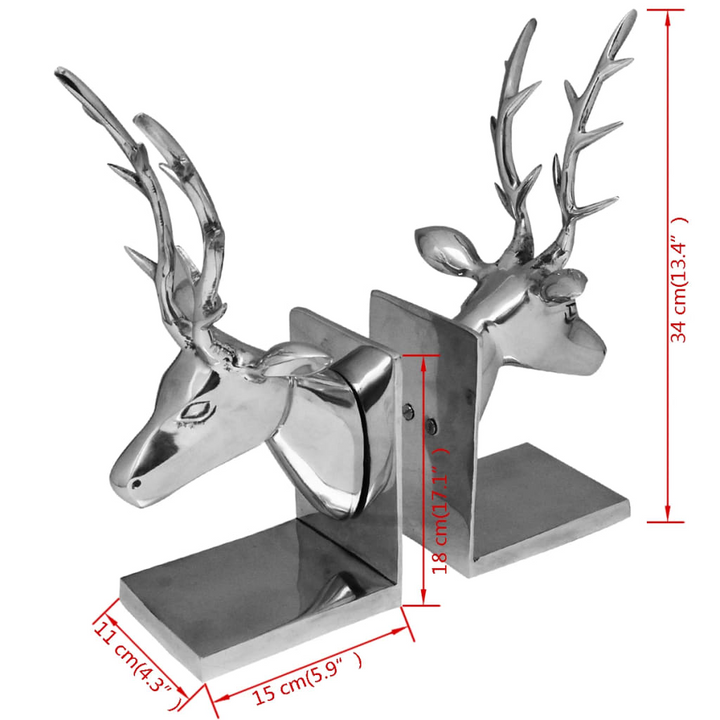 Silver Aluminium Deer Bookends – Set of 2, Decorative and Durable - Premium  from Home Treasures - Just £80.99! Shop now at Home Treasures