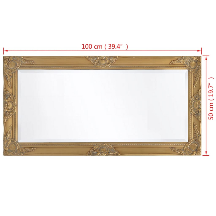 Elegant Gold Baroque Style Wall Mirror 100x50 cm | Ornate and Timeless Design - Premium  from Home Treasures - Just £84.99! Shop now at Home Treasures