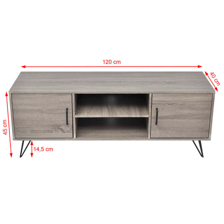 Rustic Grey TV Cabinet - 120 x 40 x 45cm | Stylish Media Console with Ample Storage & Cable Management - Premium  from Home Treasures - Just £88.99! Shop now at Home Treasures